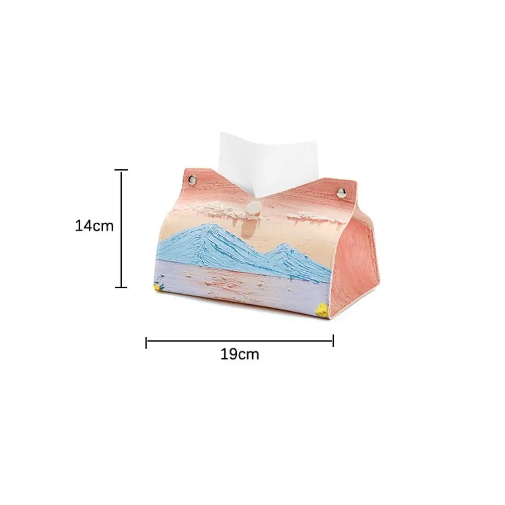 Aesthetic Pink Leather ✅Tissue Box with Oil Painting Design - Image 4