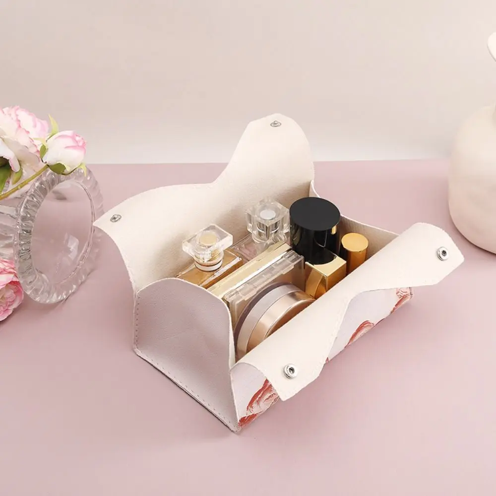 Aesthetic Pink Leather ✅Tissue Box with Oil Painting Design - Image 5