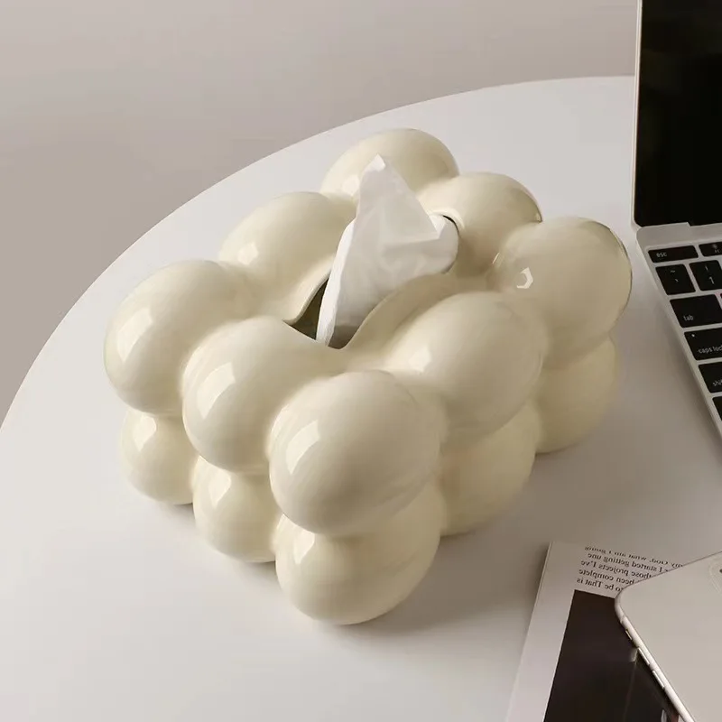 Ceramic Tissue Box with Drawer – Cotton Candy Style - Image 9