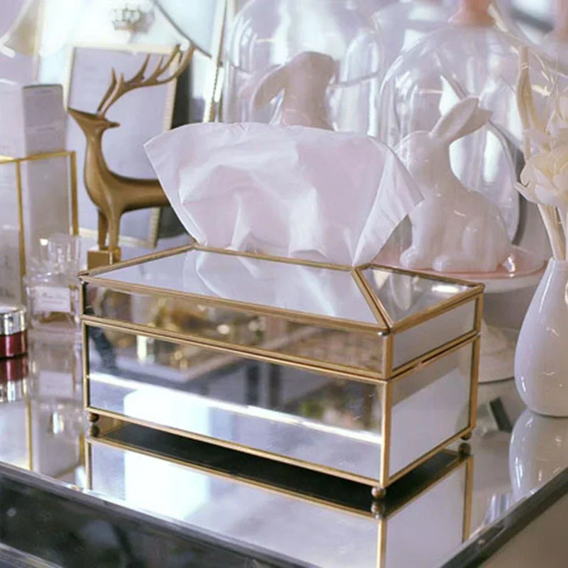 Luxury European-Style Mirror Glass Tissue Box - Image 2