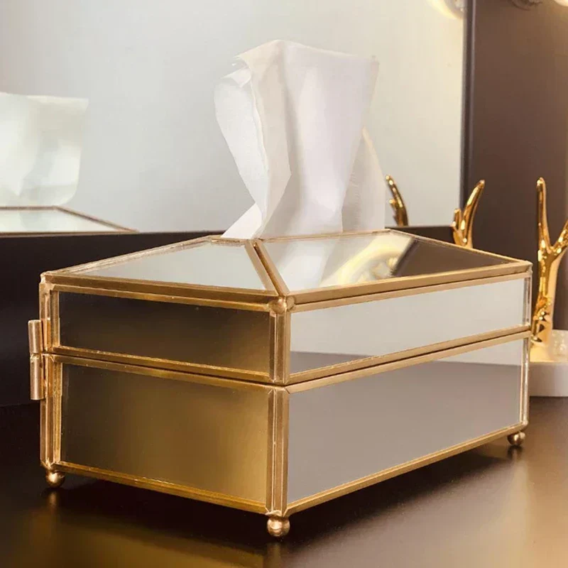 Luxury European-Style Mirror Glass Tissue Box - Image 3